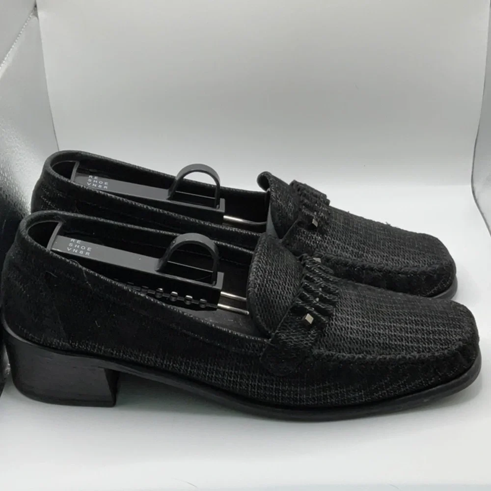 Stuart Weitzman Black Woven Leather Women’s Shoes, Size 8